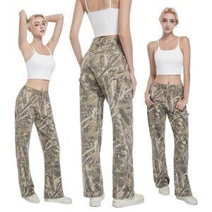 Camouflage Jeans Womens M Low Rise Loose Straight Leg Pockets Streetwear Pants
